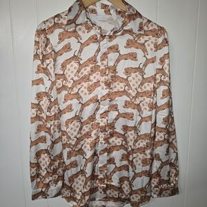 White Shirt with Orange Tiger Print